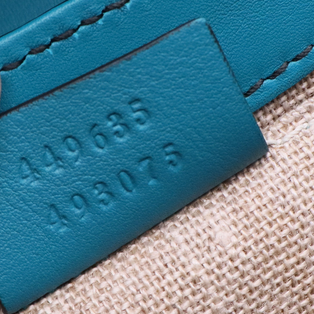 Teal Microguccissima Leather Medium Emily Chain Shoulder Bag