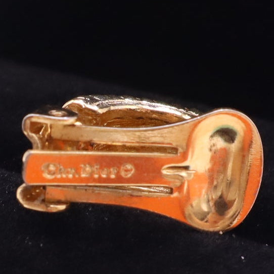 Dior Gold Rope-Textured Clip On Earrings Twins LDJ4134