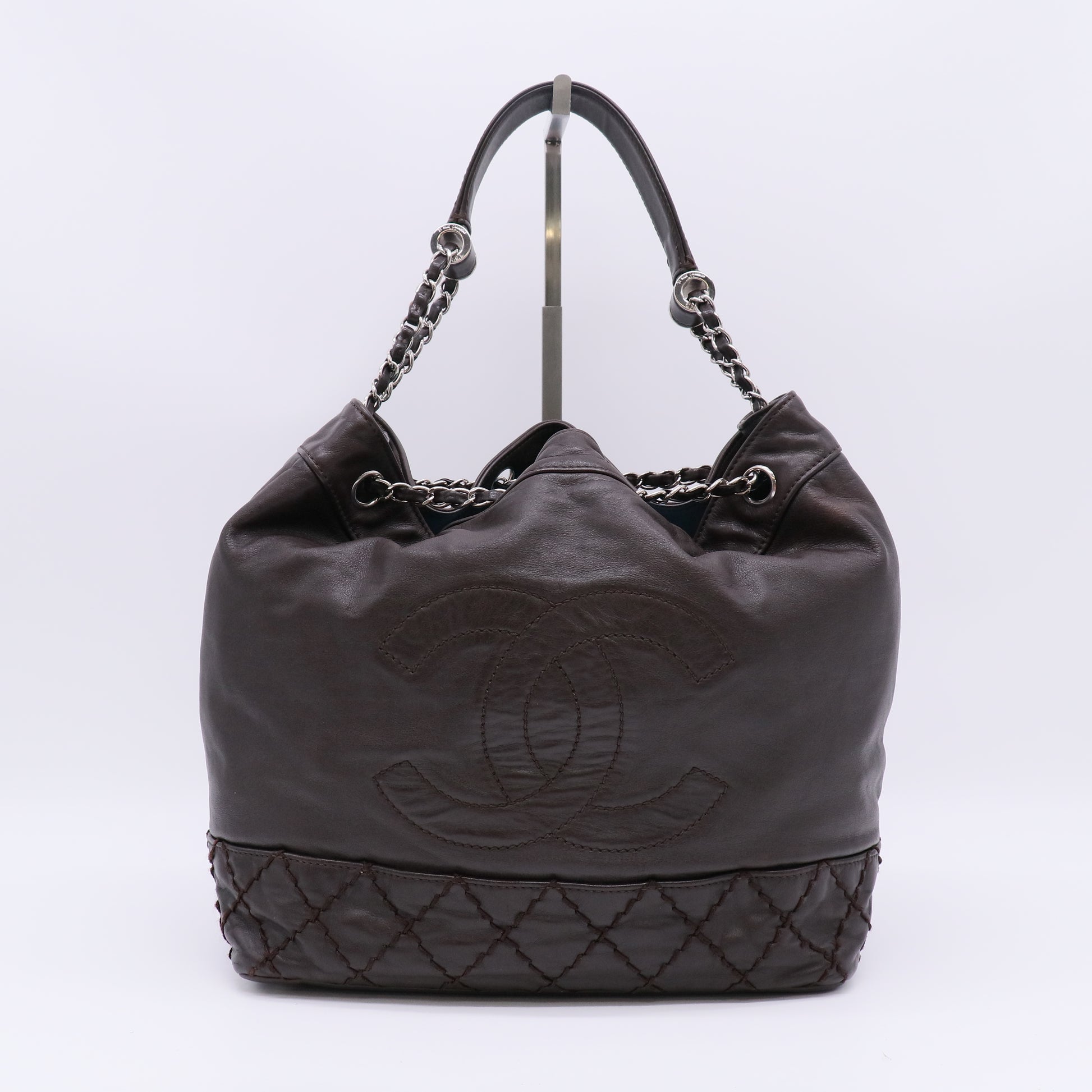 Chanel Surpique CC Calfskin Drawstring Bucket Bag B23305