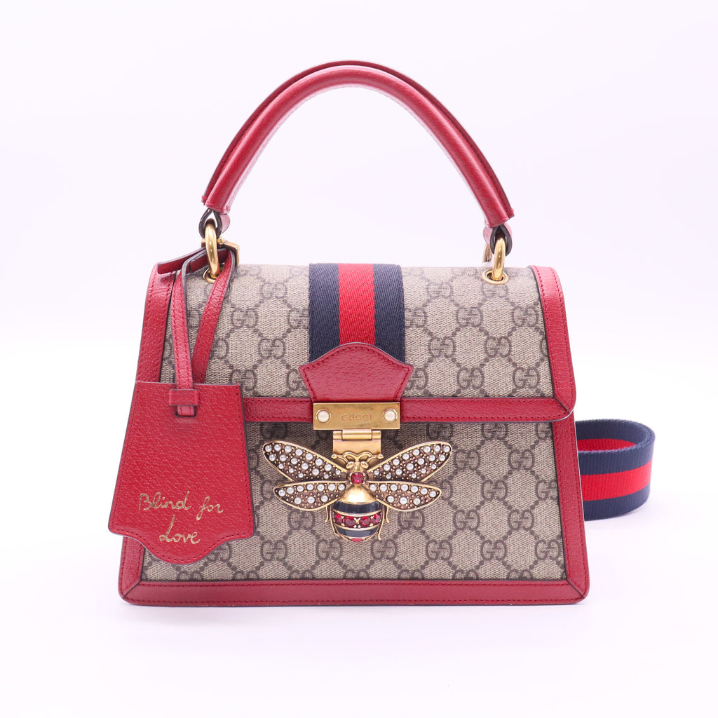 Gucci  GG Supreme Monogram Small Queen Margaret Top Handle Bag Red twins