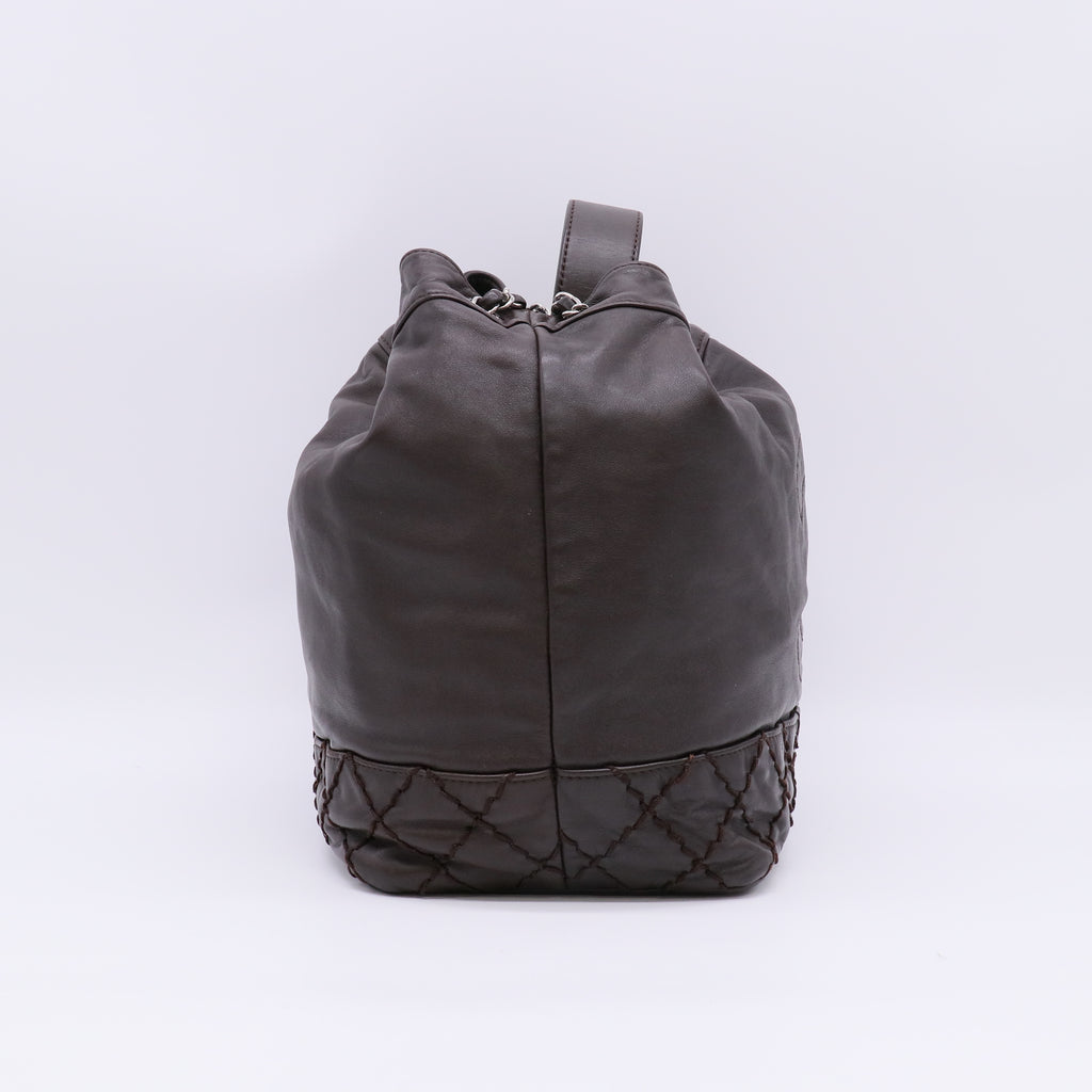 Chanel Surpique CC Calfskin Drawstring Bucket Bag B23305