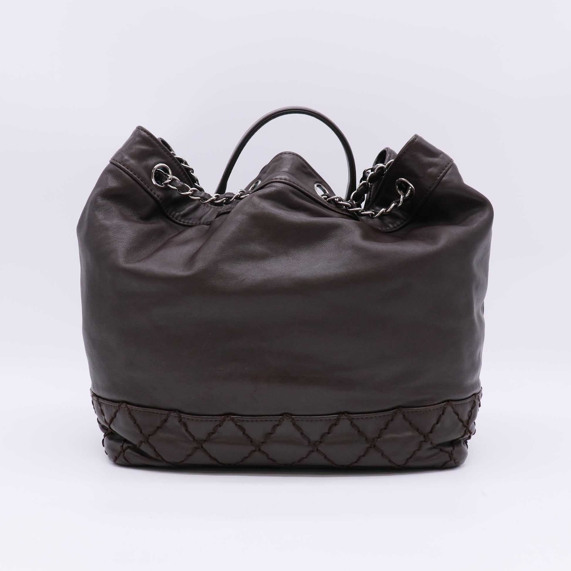 Chanel Surpique CC Calfskin Drawstring Bucket Bag B23305