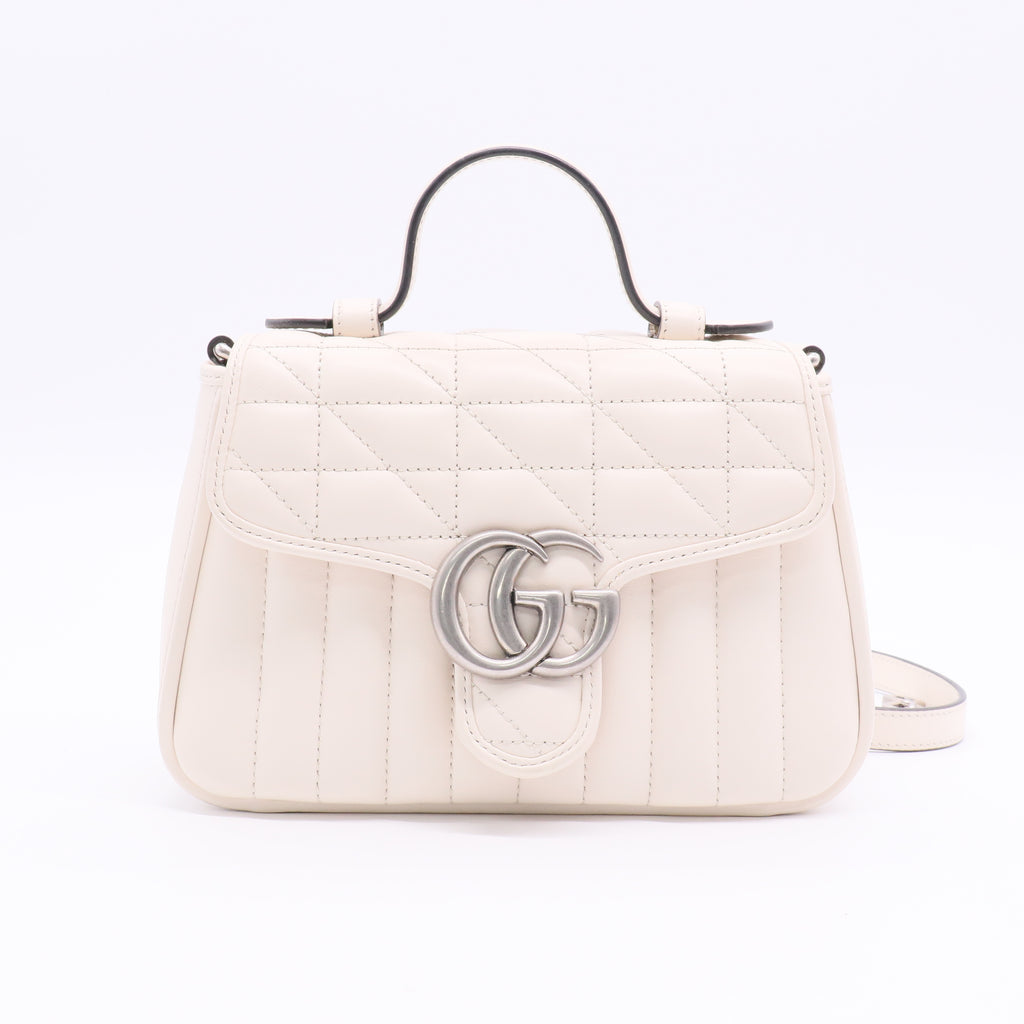 GG Marmont Top Handle Flap Bag Diagonal Quilted Leather Mini twins