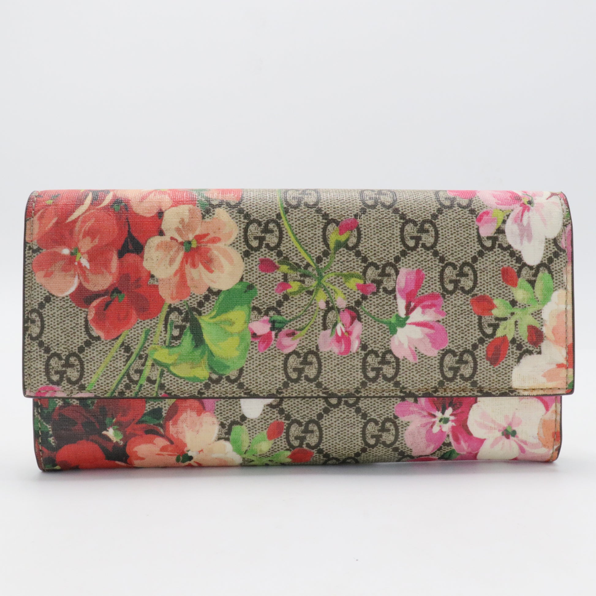 Continental Wallet Blooms Print GG Coated Canvas