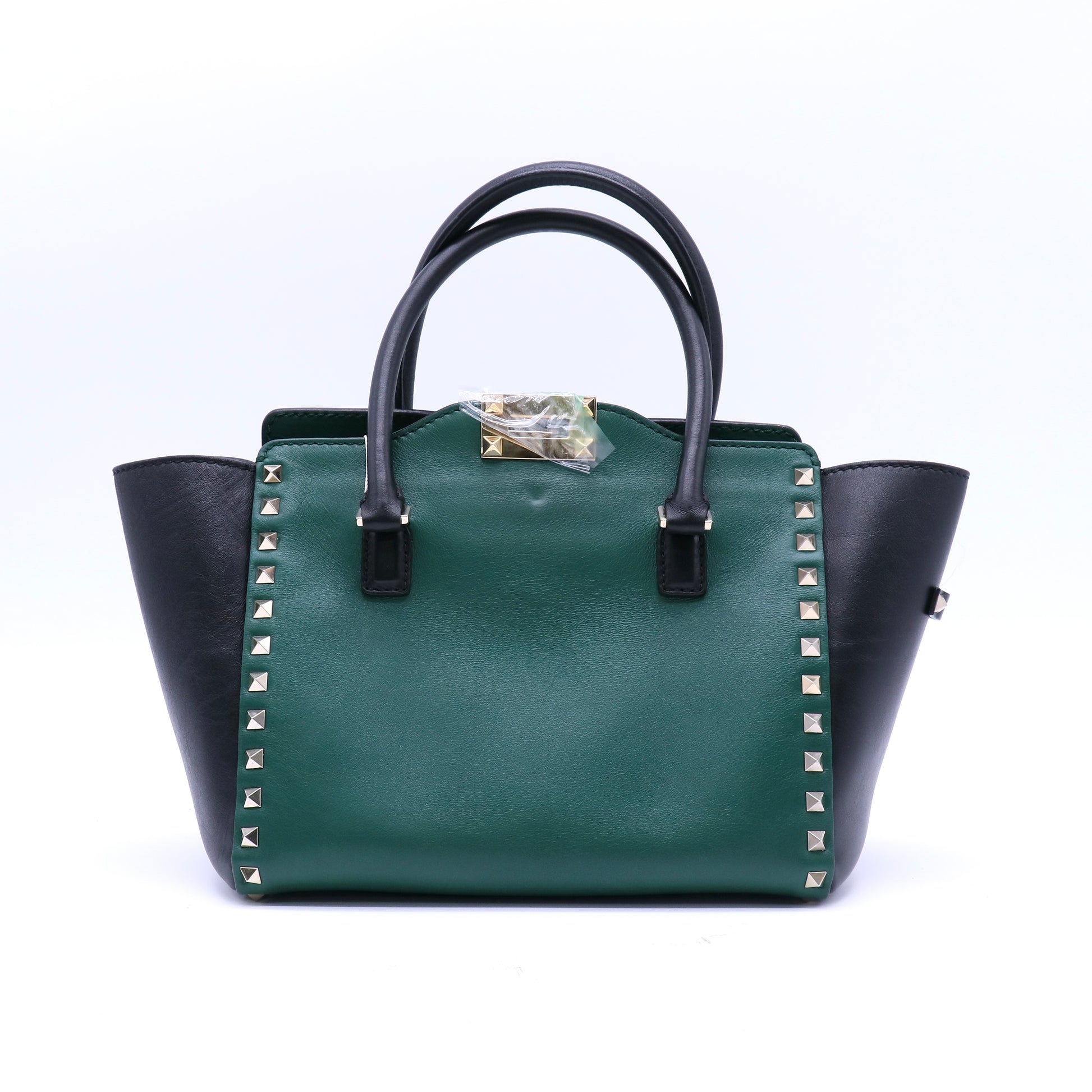 Valentino Green Leather Mini Rigid Rockstud Tote twins B21827