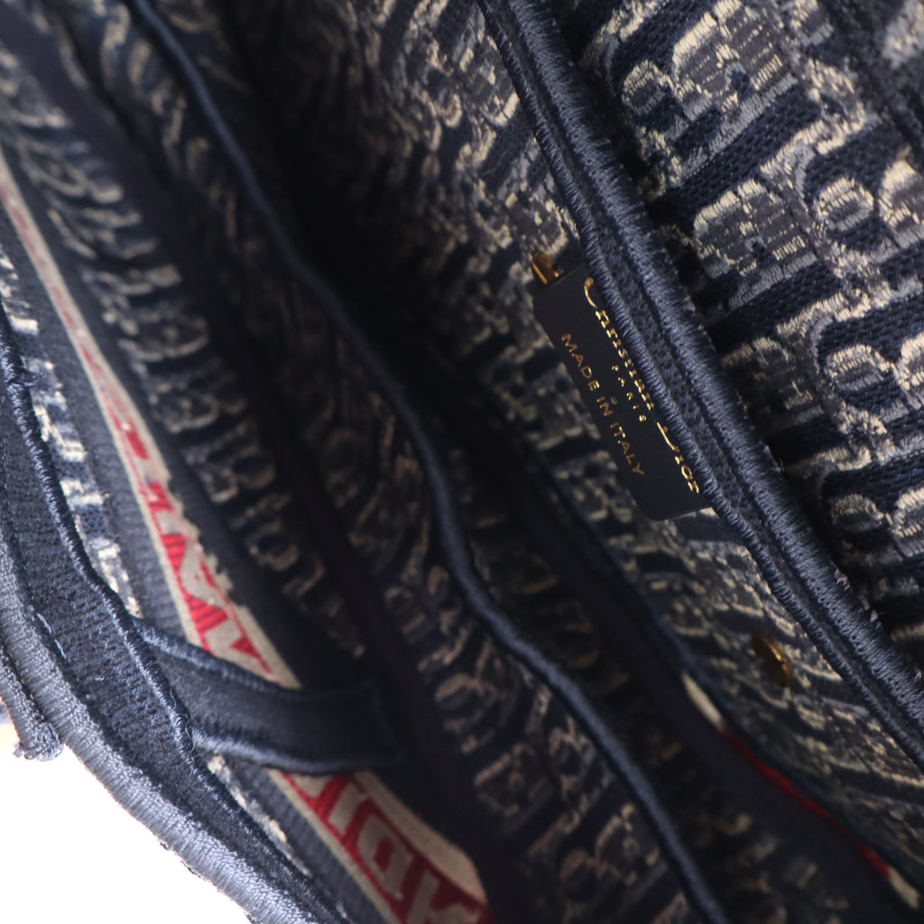 Christian Dior Saddle Handbag Logo Embroidered Oblique Velvet Medium twins B22498