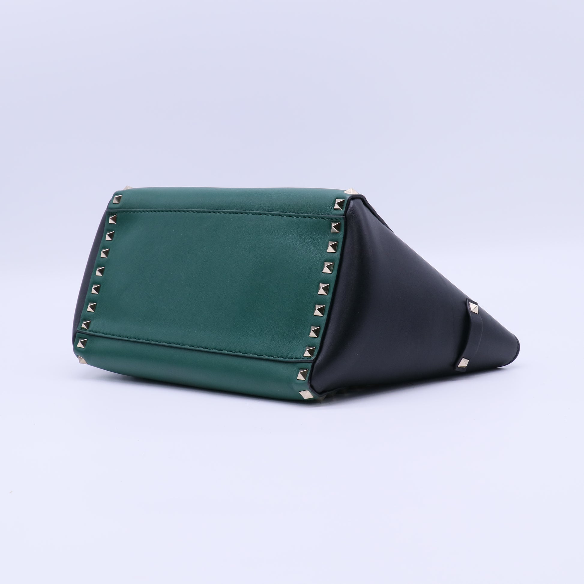 Valentino Green Leather Mini Rigid Rockstud Tote twins B21827