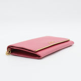 Wallet on Chain Saffiano Leather with Metal Detail