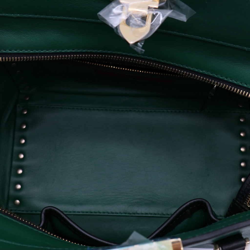 Valentino Green Leather Mini Rigid Rockstud Tote twins B21827
