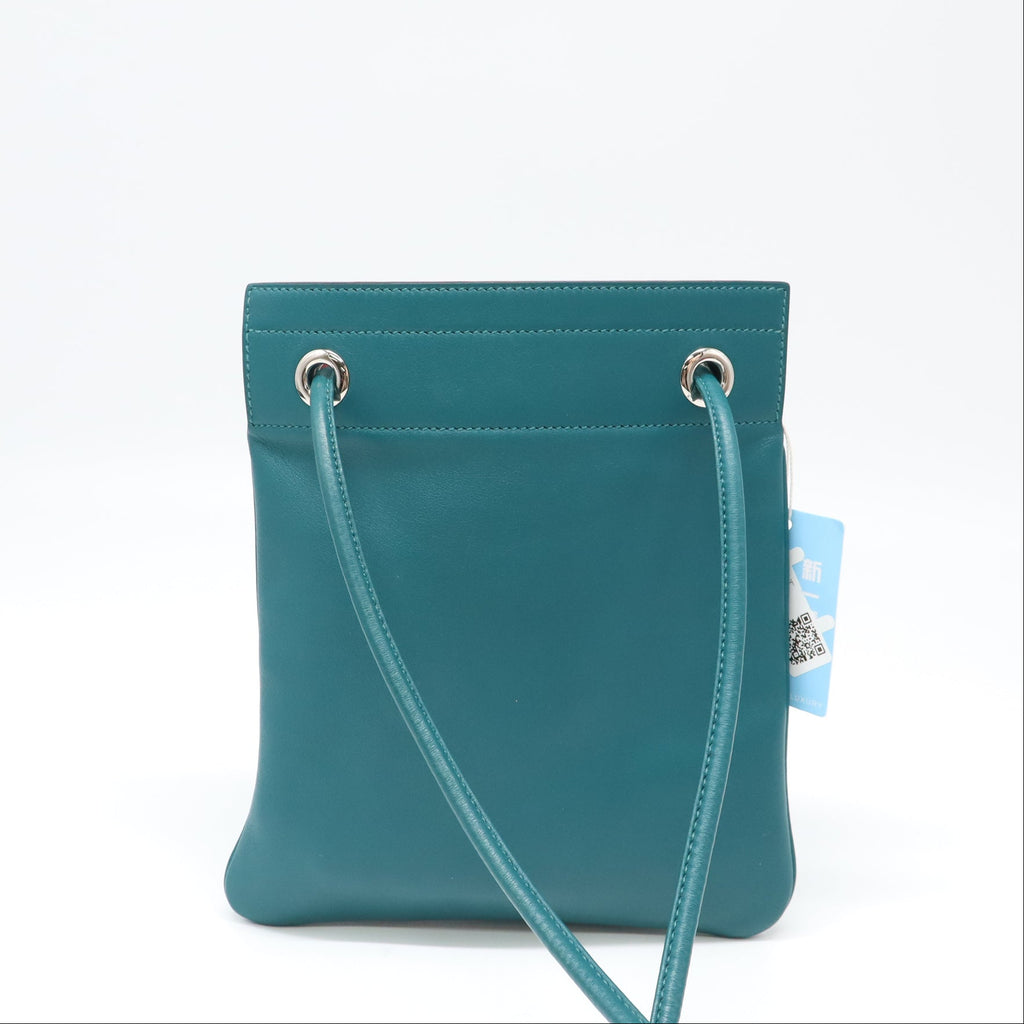 Hermes Milo Lambskin Swift Mini Aline Rouge H Teal Blue  LDJ4321