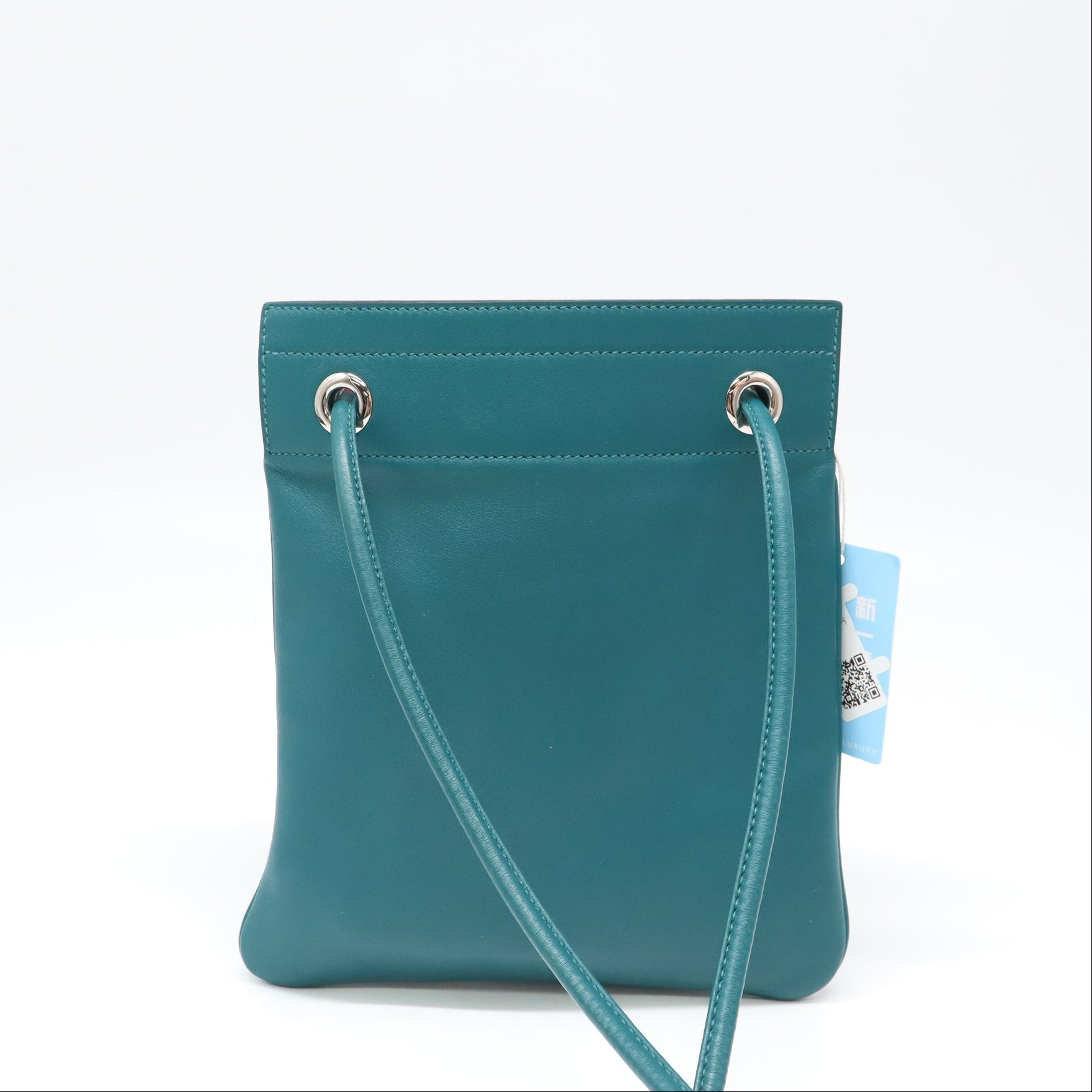 Hermes Milo Lambskin Swift Mini Aline Rouge H Teal Blue  LDJ4321