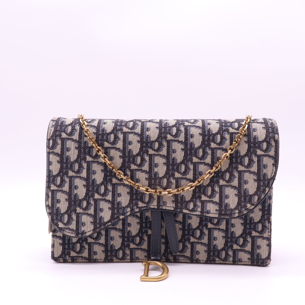 Saddle Pouch Wallet on Chain Oblique Canvas Twins LDJ4128