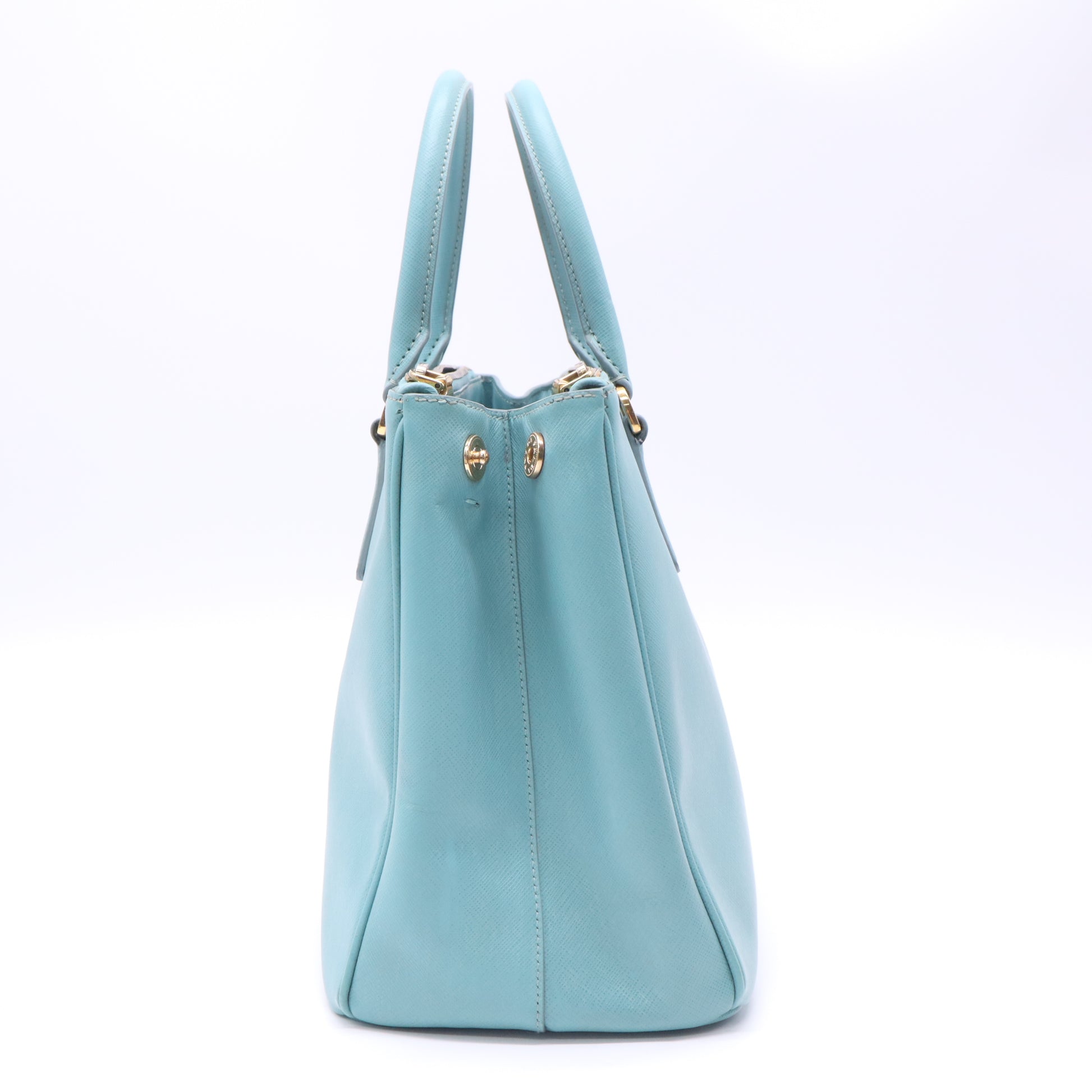 Prada Galleria Double Zip Tote Saffiano Leather Medium Blue Twins B23196