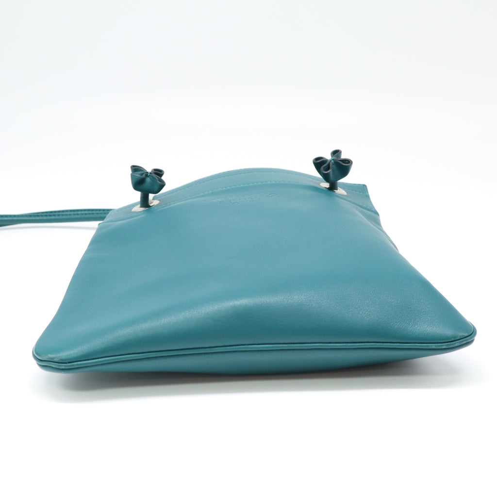 Hermes Milo Lambskin Swift Mini Aline Rouge H Teal Blue  LDJ4321