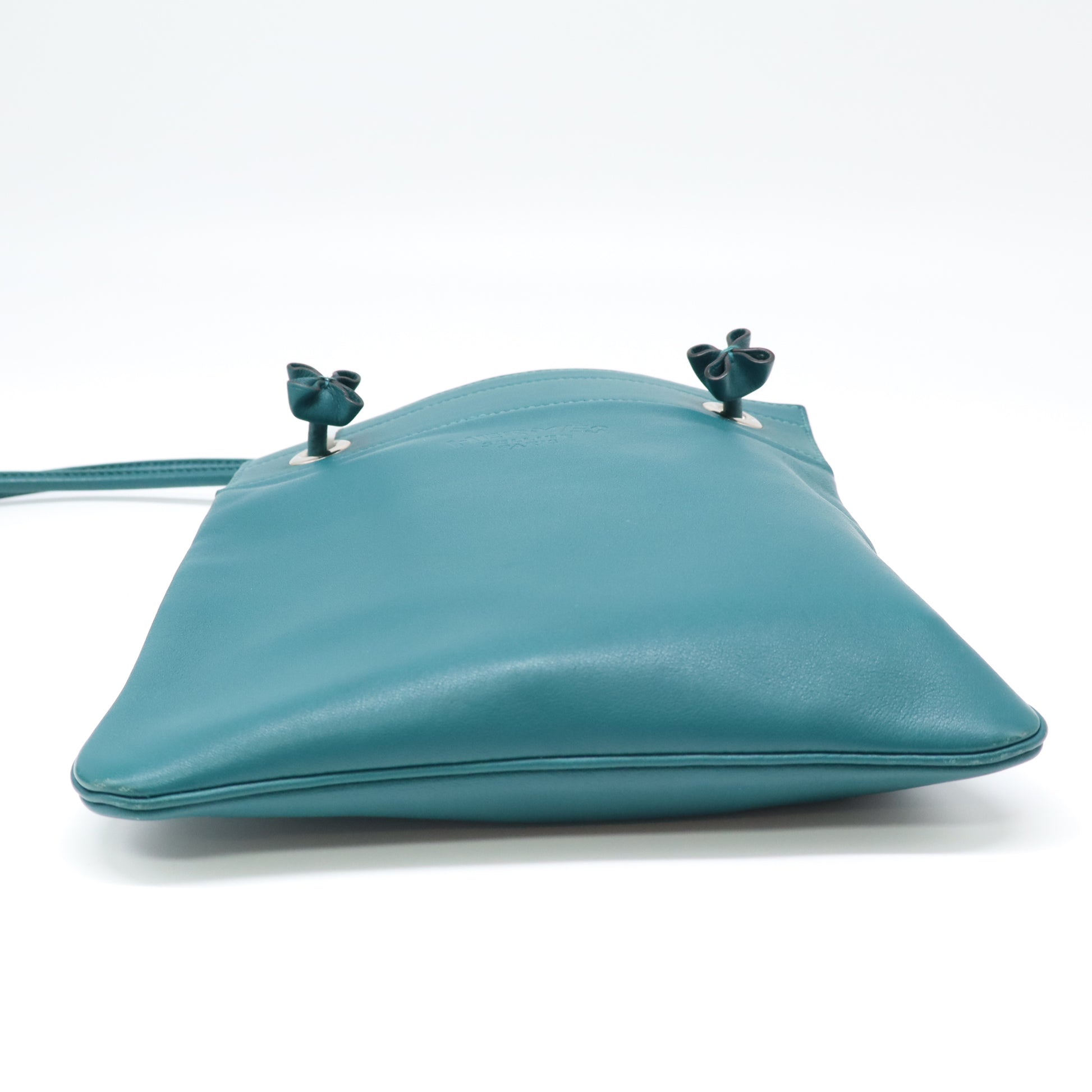Hermes Milo Lambskin Swift Mini Aline Rouge H Teal Blue  LDJ4321
