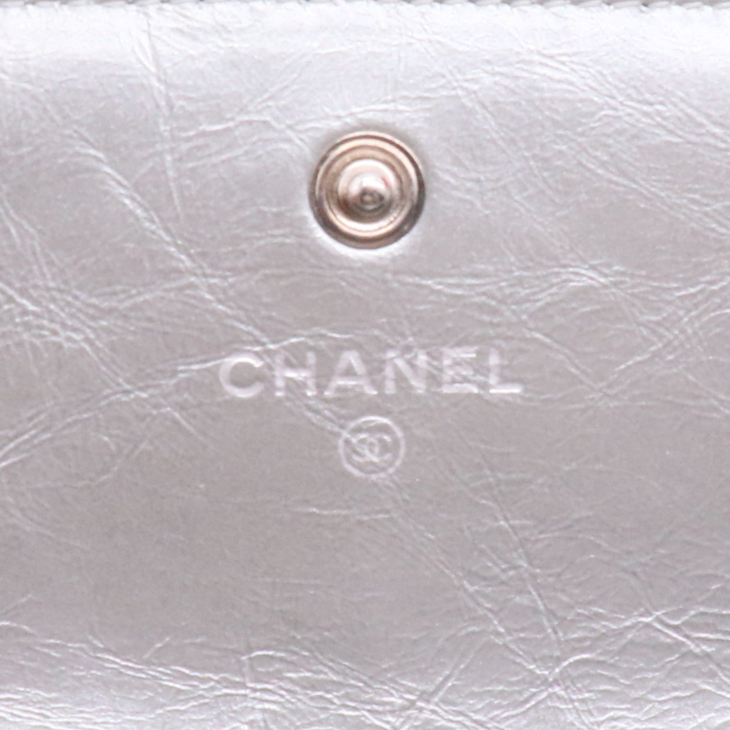 Chain Around Boy Flap Wallet Quilted Aged Calfskin Long Silver Twins