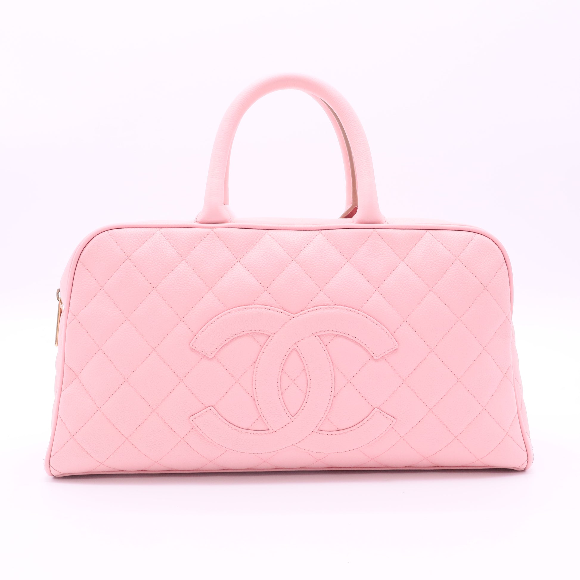 Chanel vintage pink bowling bag twins