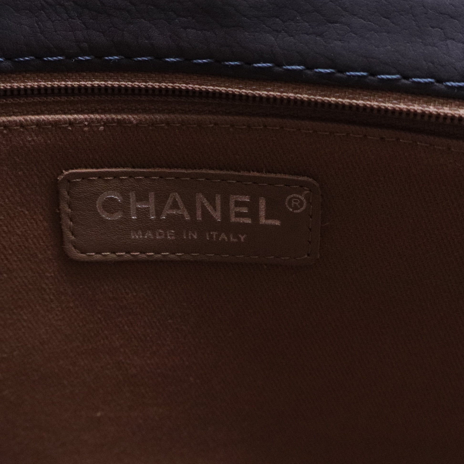 Washed Calfskin Quilted Hamptons Flap Bag Blue