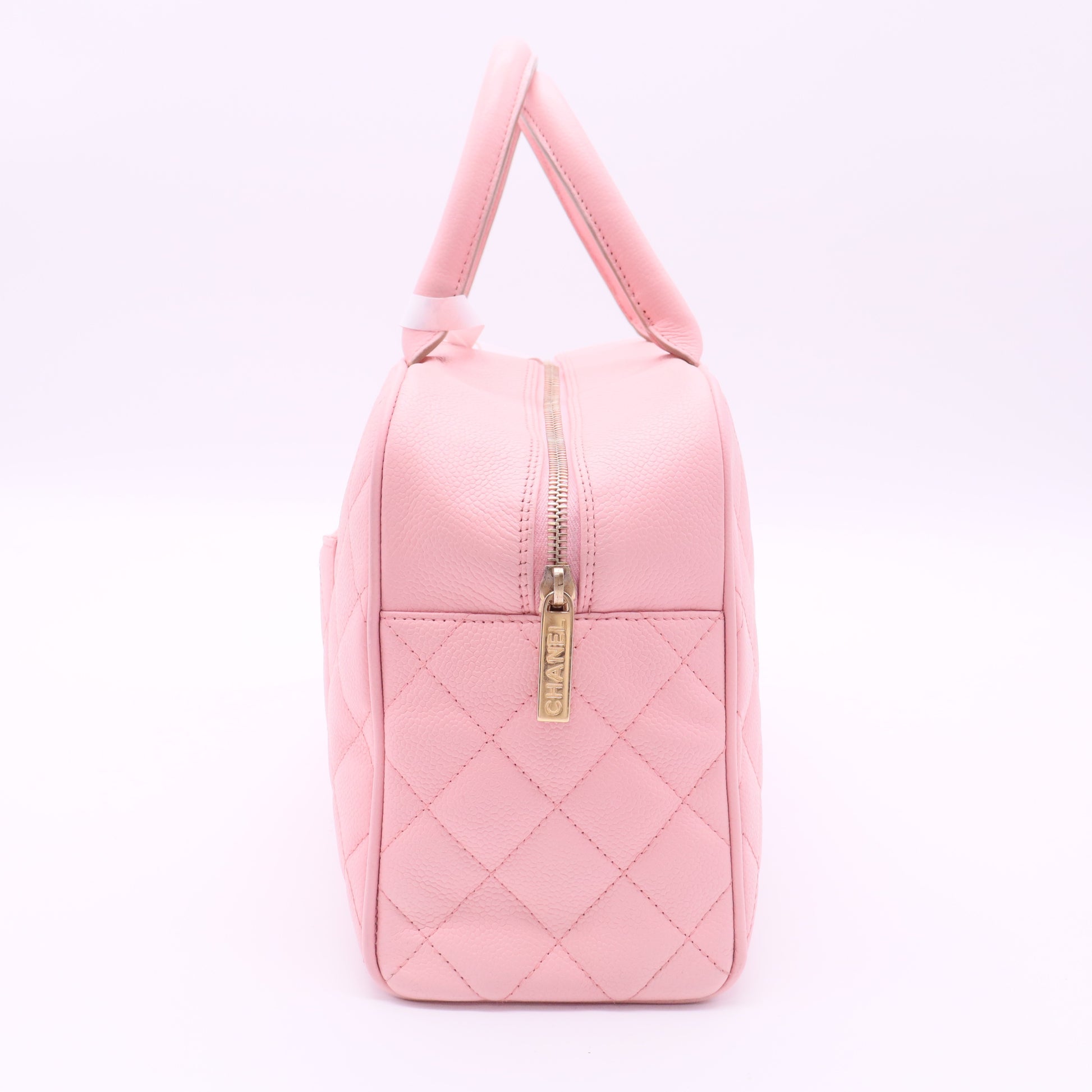 Chanel vintage pink bowling bag twins
