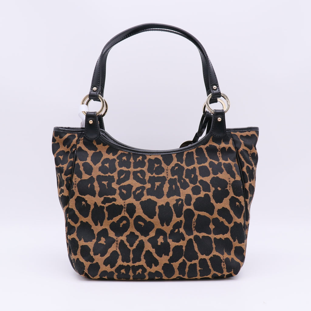 Fendi Zucca Small Chef Shopping Tote Tobacco Moro twins B24085