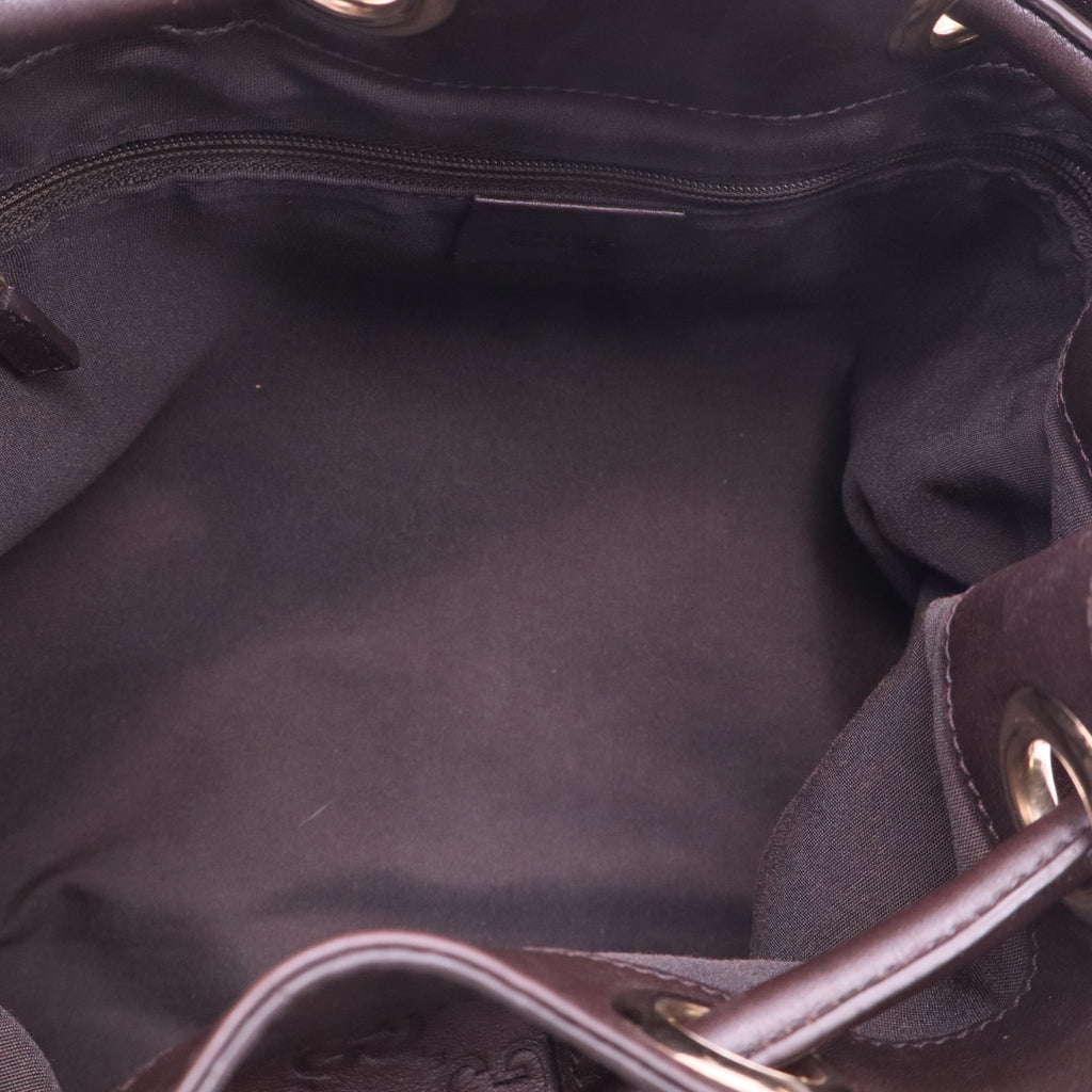 Gucci Dark Brown Suede Drawstring Bucket Bag twins