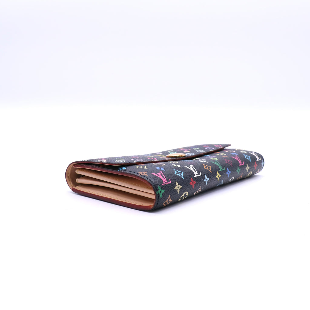Louis Vuitton Black Monogram Multicolore Violet Sarah Wallet twins LDJ3689