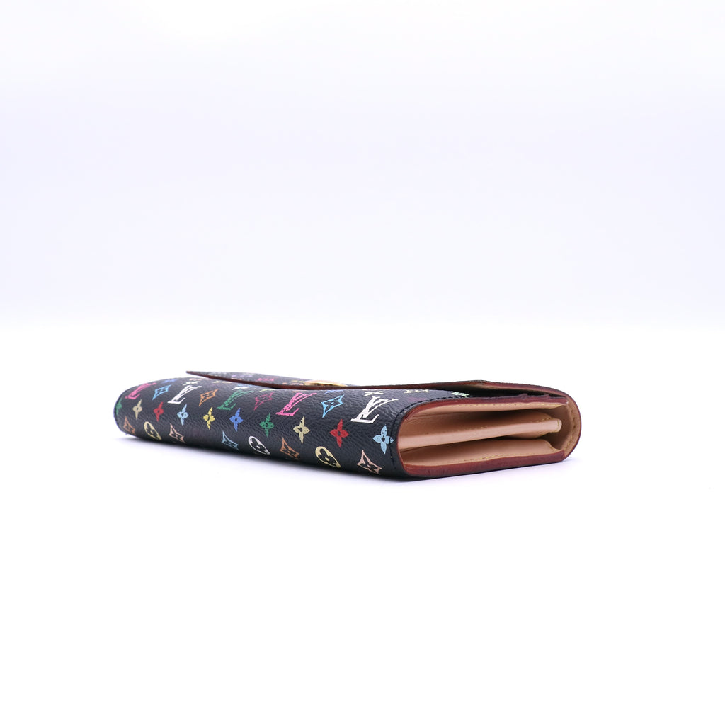 Louis Vuitton Black Monogram Multicolore Violet Sarah Wallet twins LDJ3689