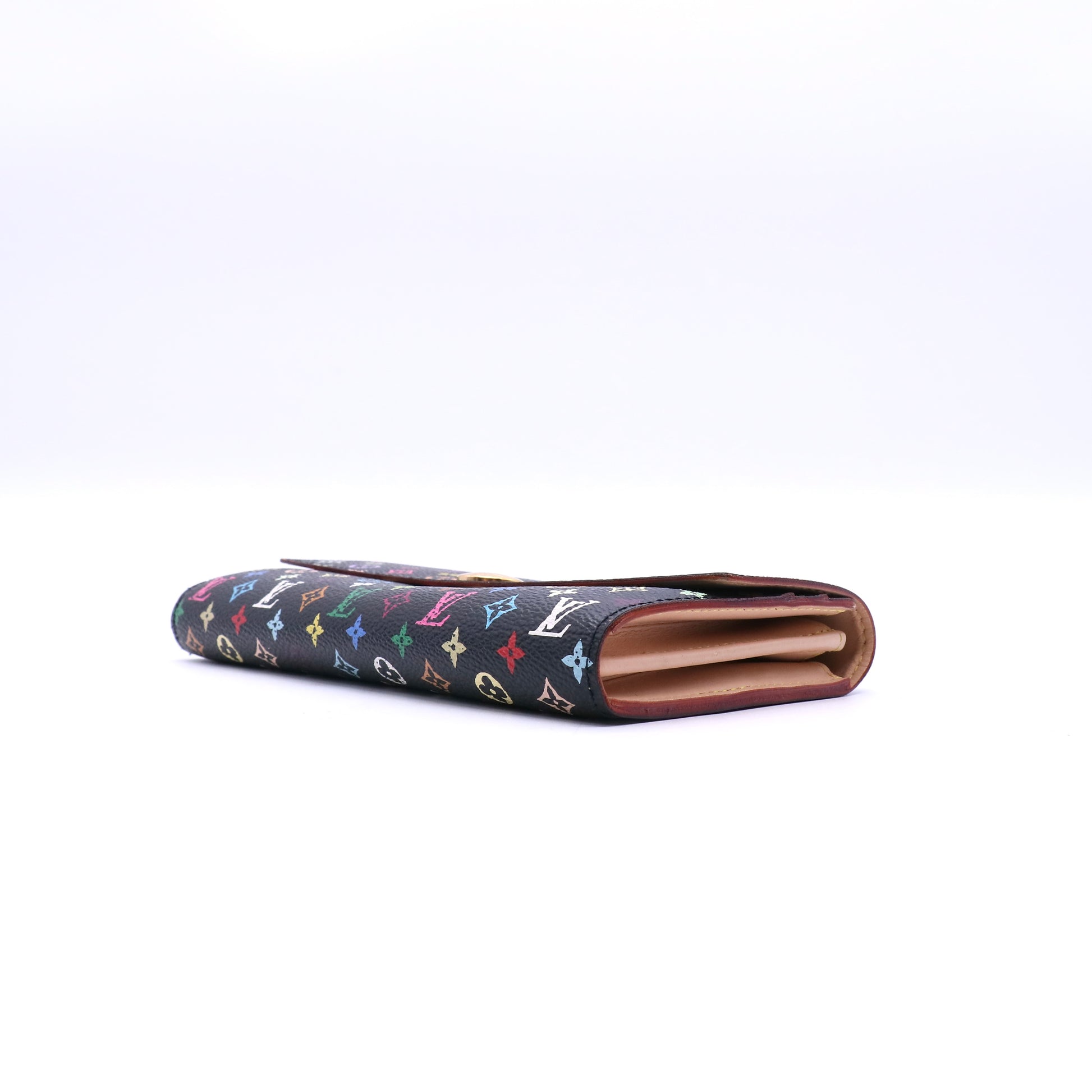 Louis Vuitton Black Monogram Multicolore Violet Sarah Wallet twins LDJ3689
