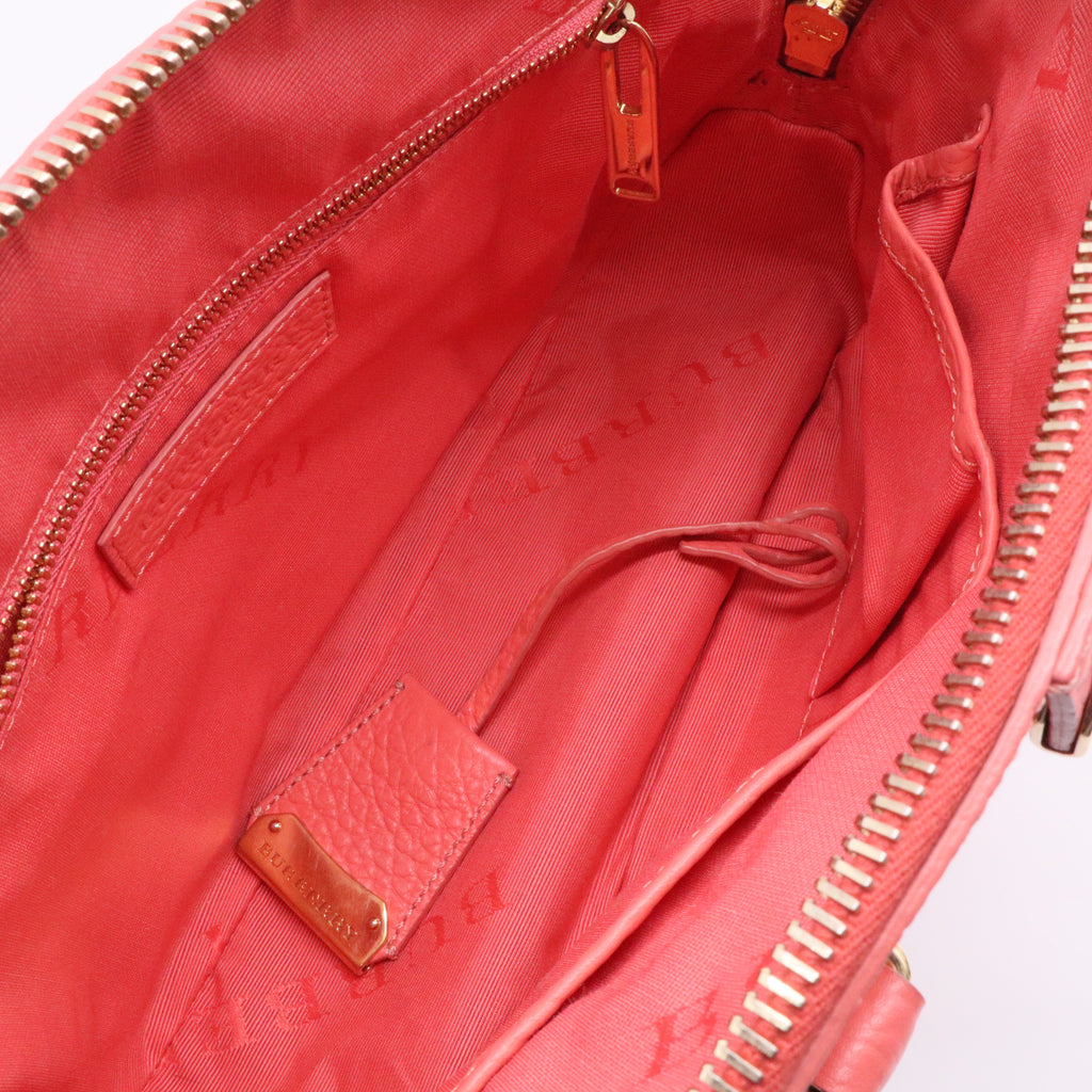 Burberry Pink Small Heritage Grain Check Embossed Orchard Bowling Bag