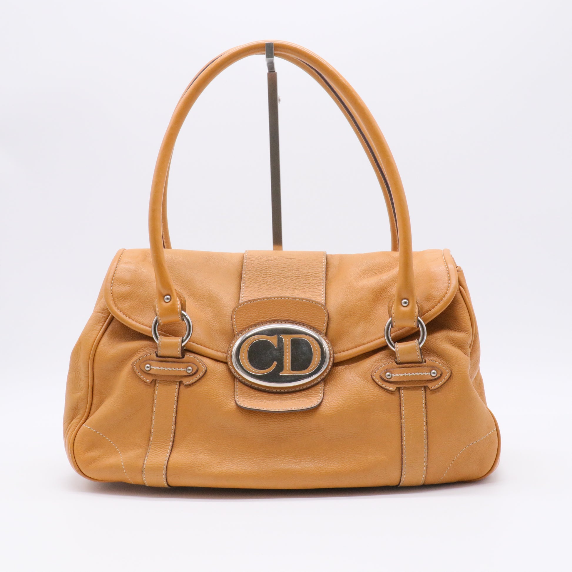 Vintage CD Flap Shoulder Bag Leather twins