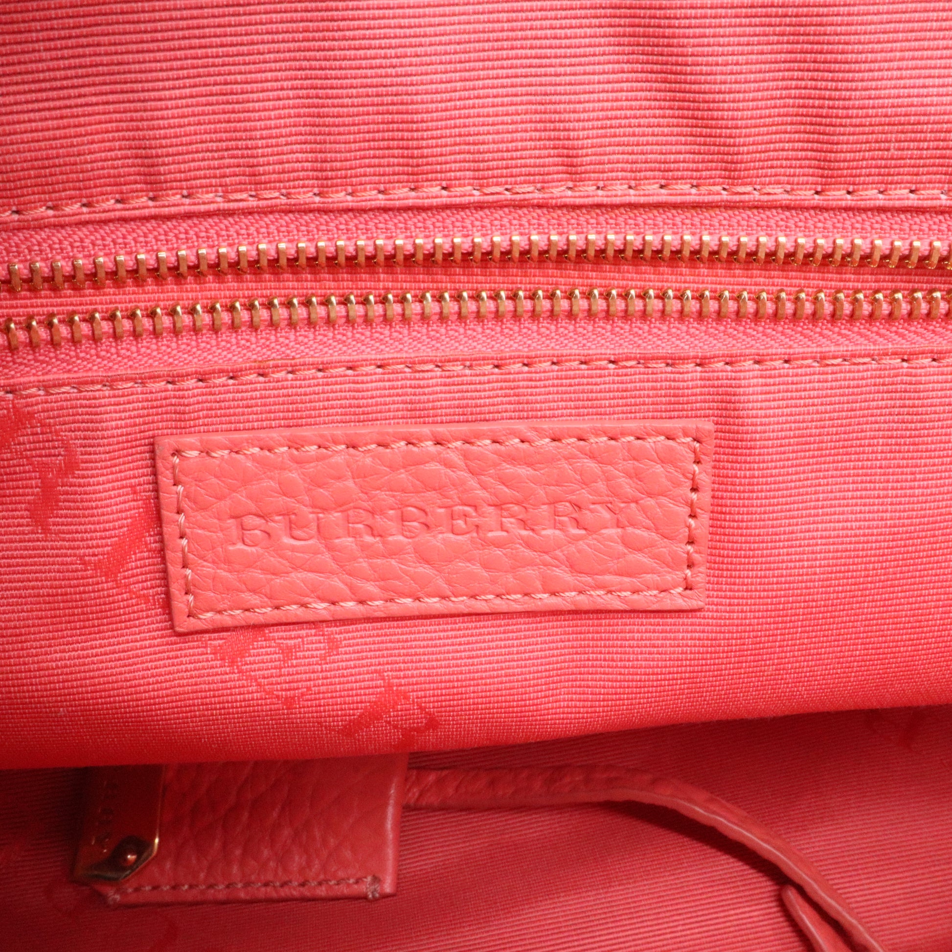 Burberry Pink Small Heritage Grain Check Embossed Orchard Bowling Bag