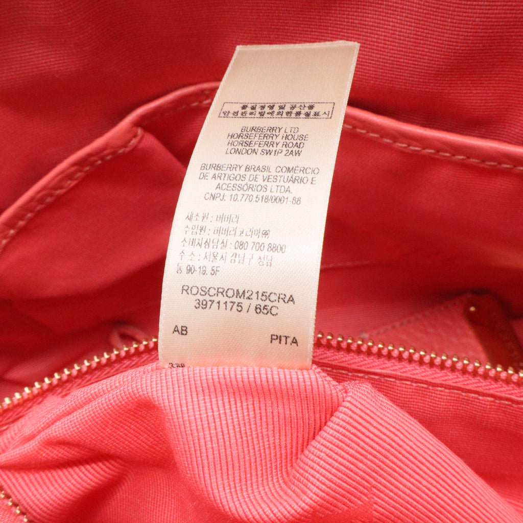Burberry Pink Small Heritage Grain Check Embossed Orchard Bowling Bag