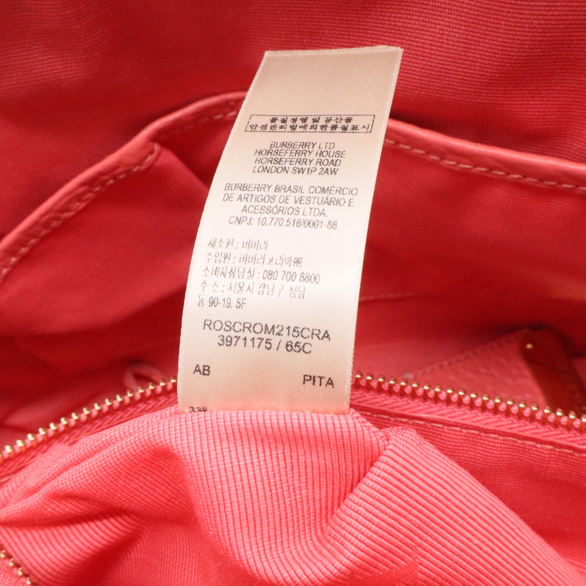 Burberry Pink Small Heritage Grain Check Embossed Orchard Bowling Bag