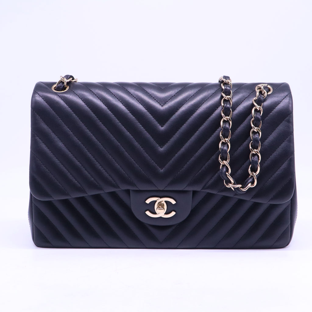 Classic Double Flap Bag Chevron Lambskin Jumbo B21363