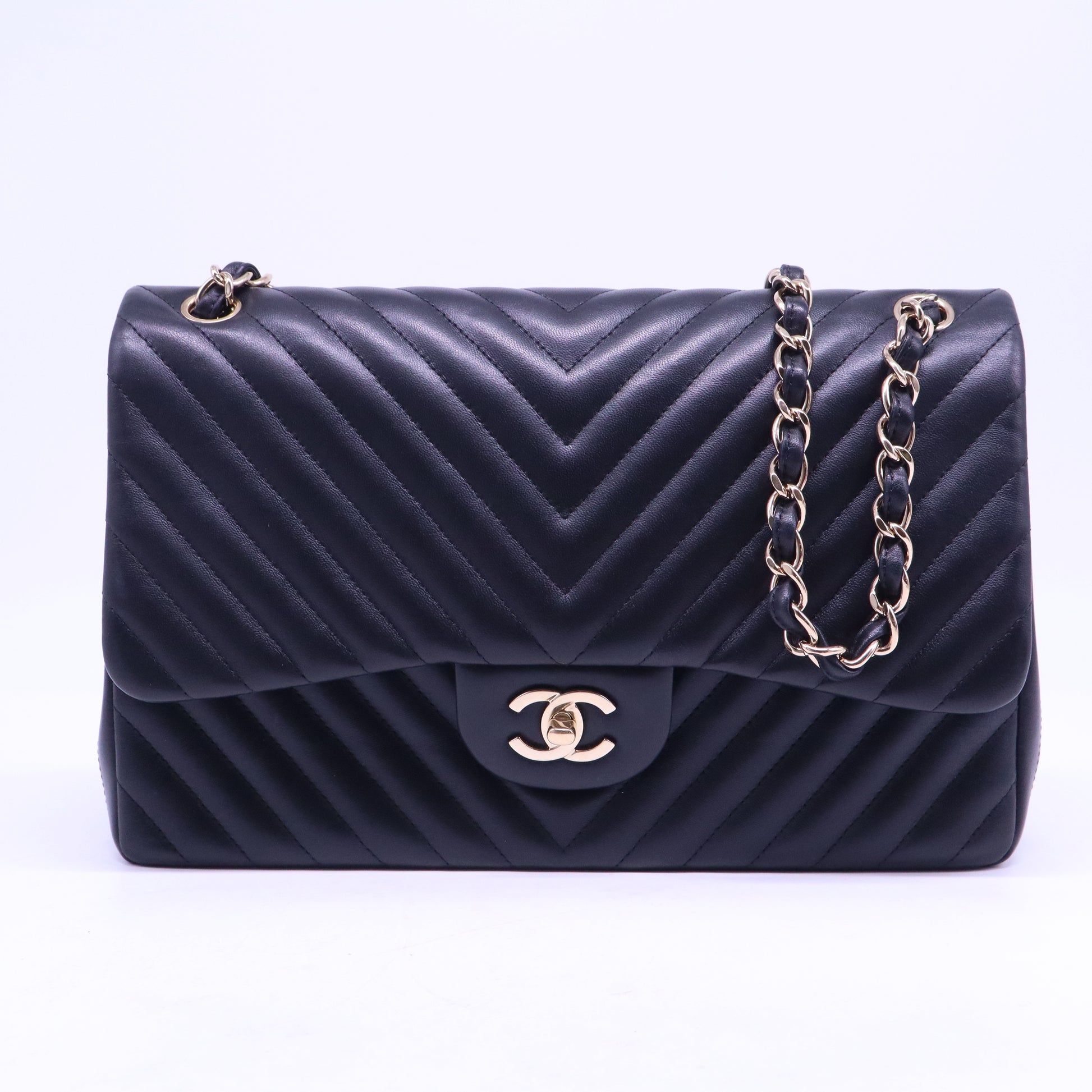 Classic Double Flap Bag Chevron Lambskin Jumbo B21363