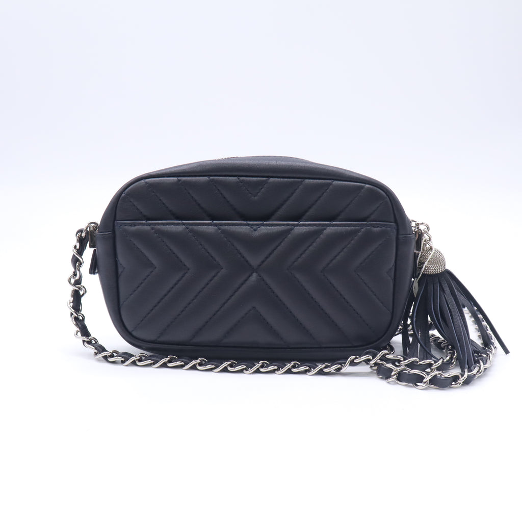 CC Tassel Camera Bag Diagonal Chevron Calfskin Mini B23993