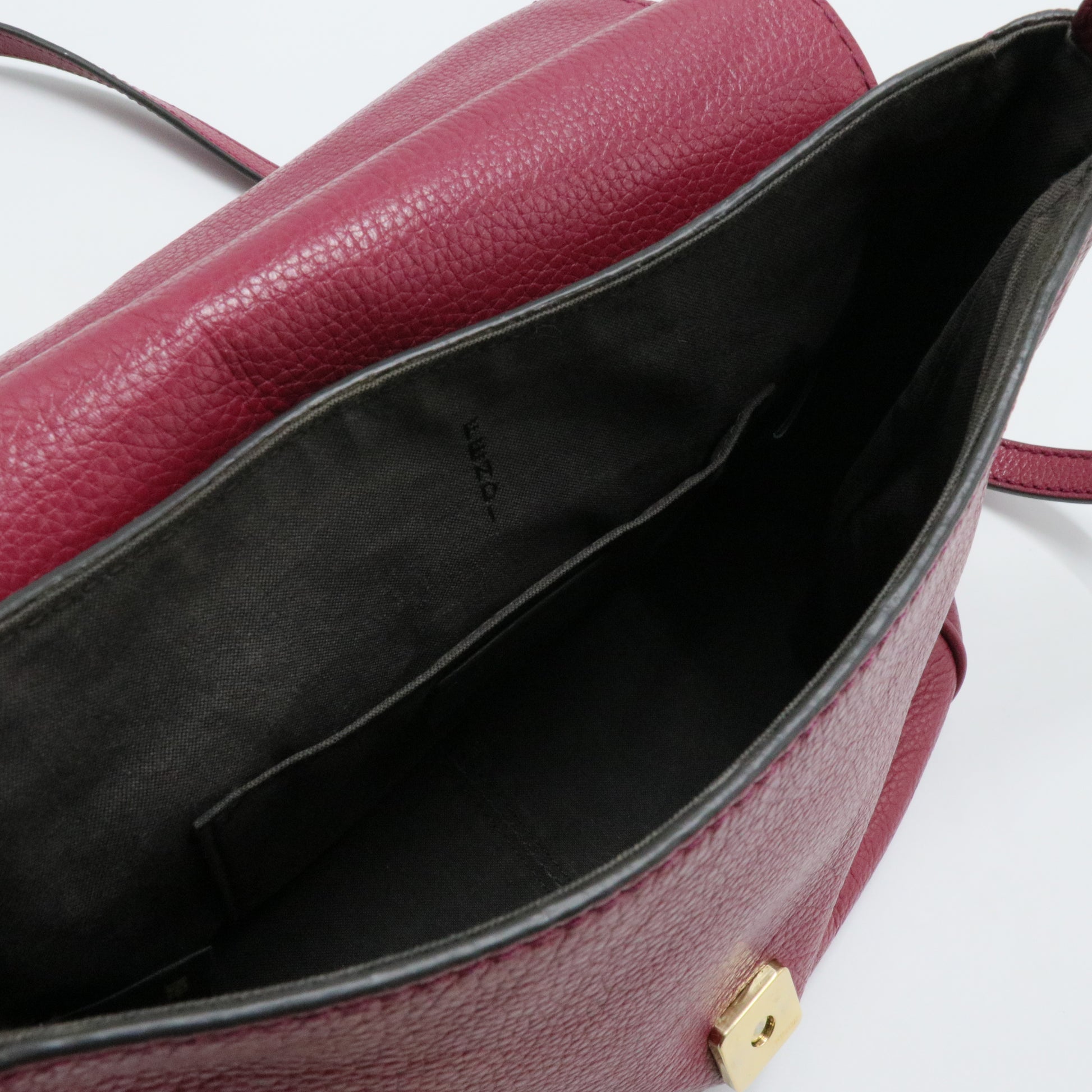 Grey Leather Flap Crossbody Bag
