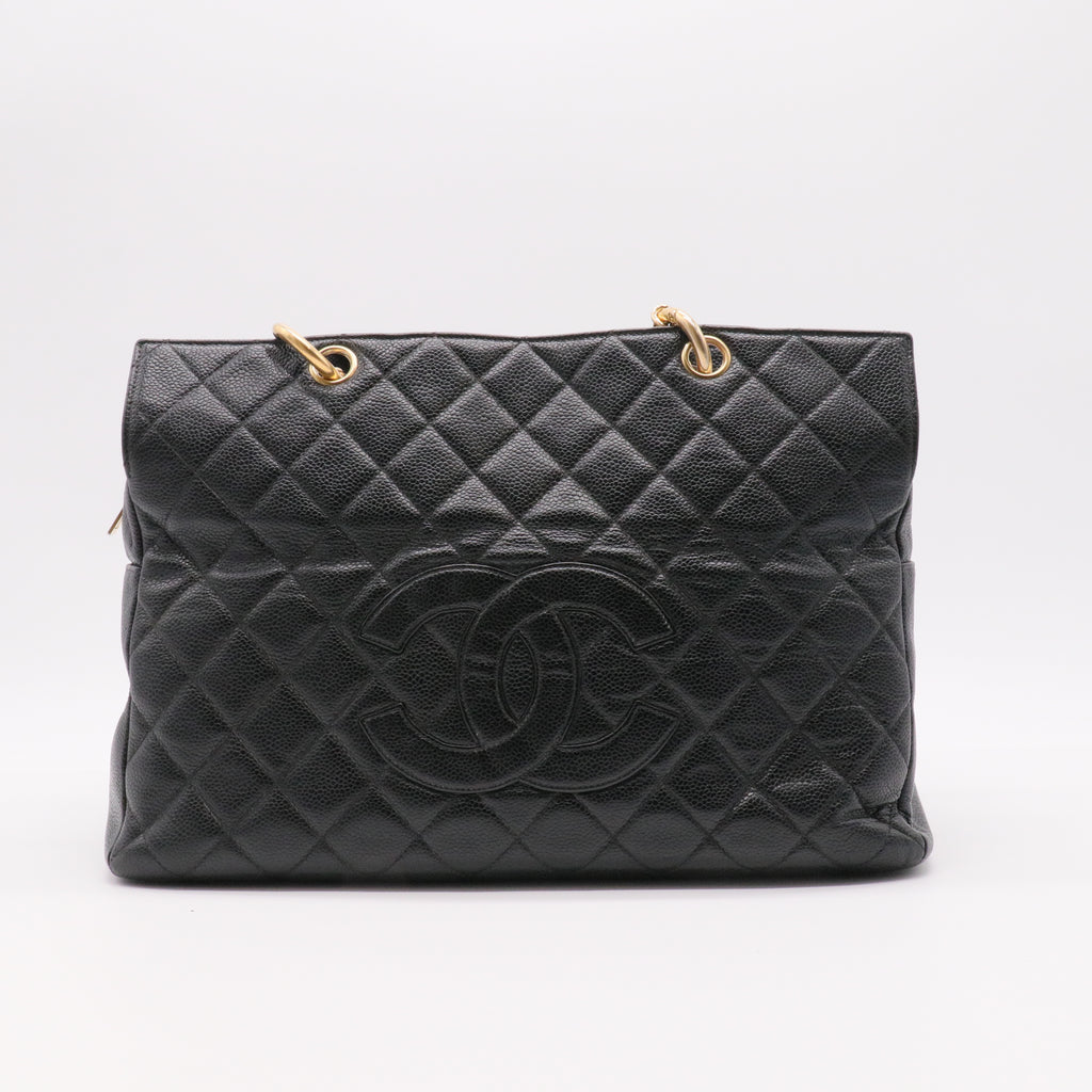 Grand Timeless Shopping Tote Quilted Caviar twins
