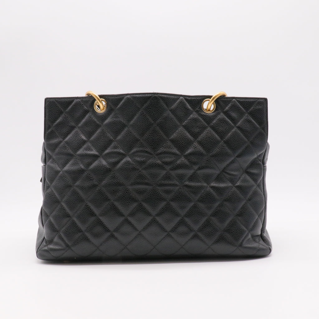 Grand Timeless Shopping Tote Quilted Caviar twins