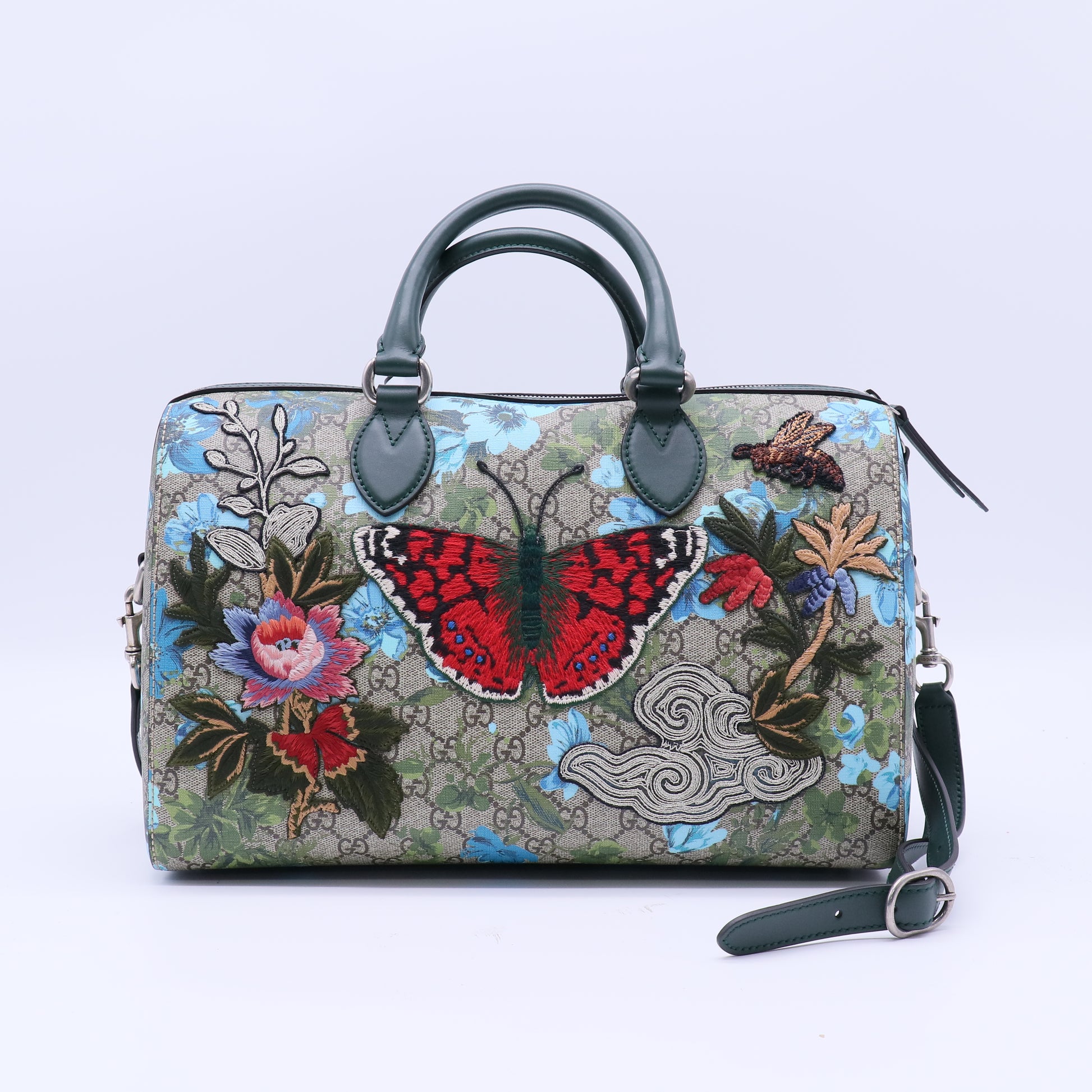 Gucci Boston Handbag Multicolor GG Supreme Canvas & Embroidery