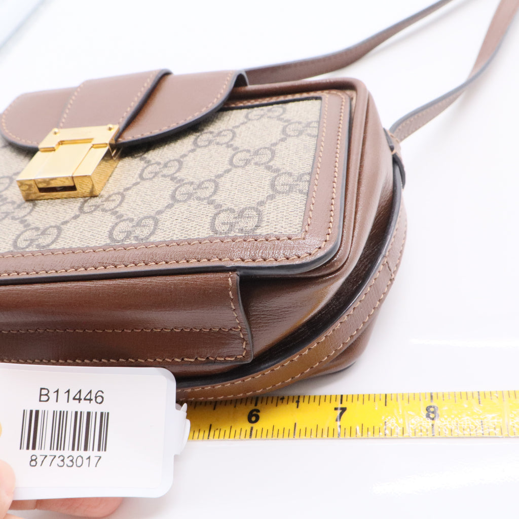 GG Supreme Monogram Mini Clasp Bag Beige Brown