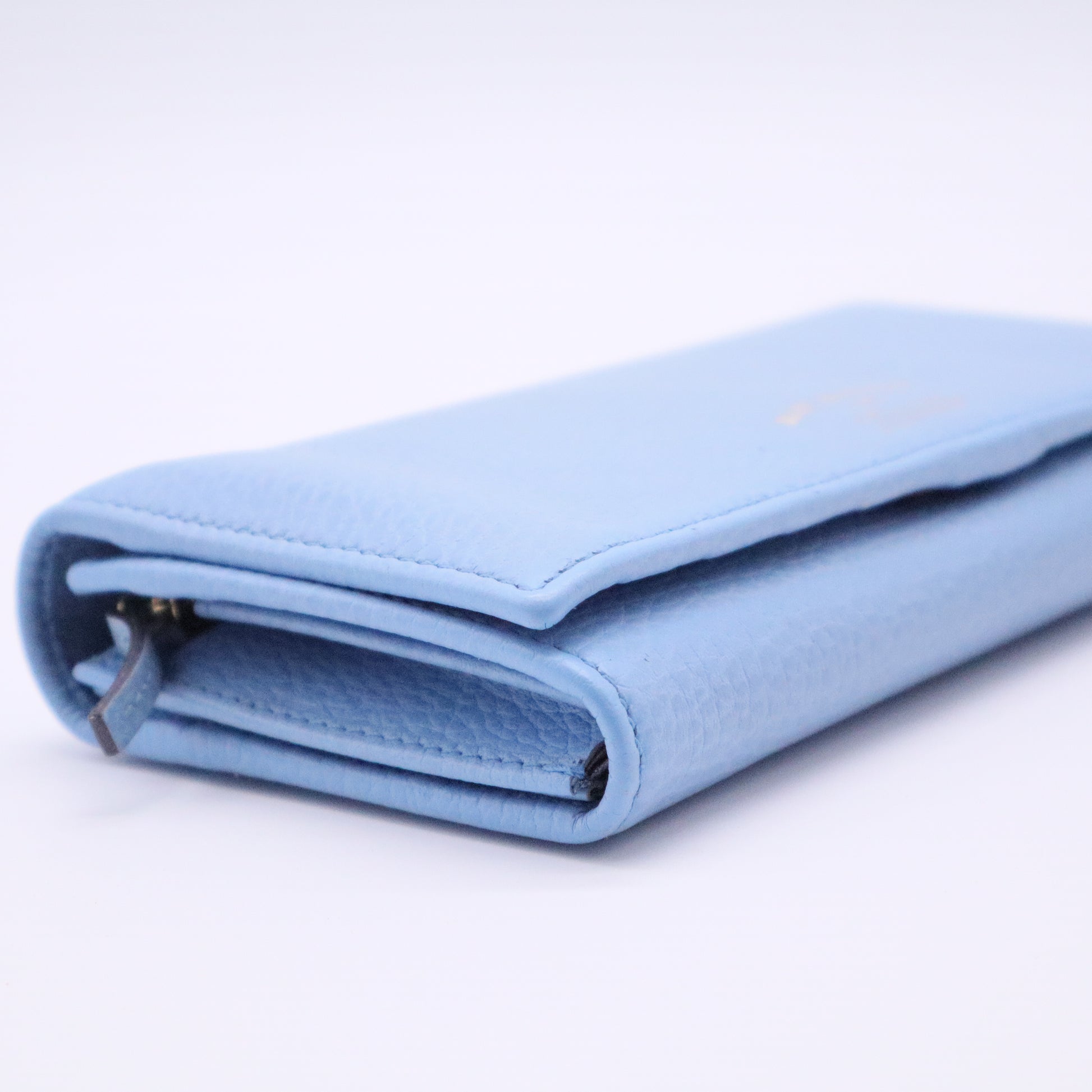 Gucci Grained Leather Long Wallet  Light Blue
