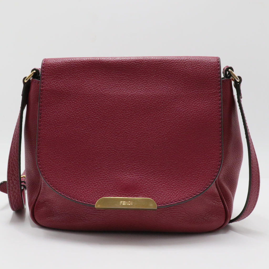 Grey Leather Flap Crossbody Bag