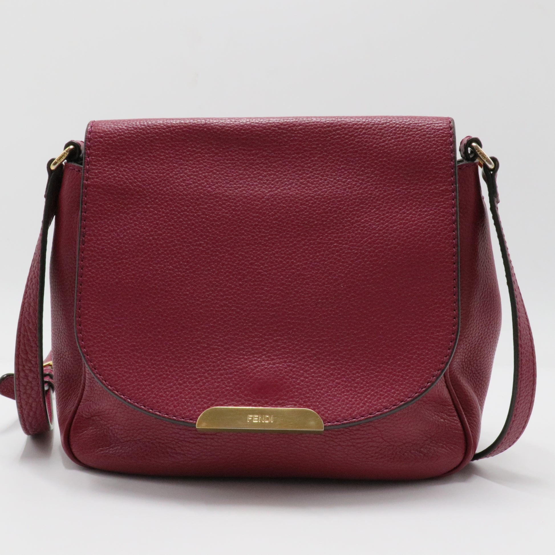 Grey Leather Flap Crossbody Bag