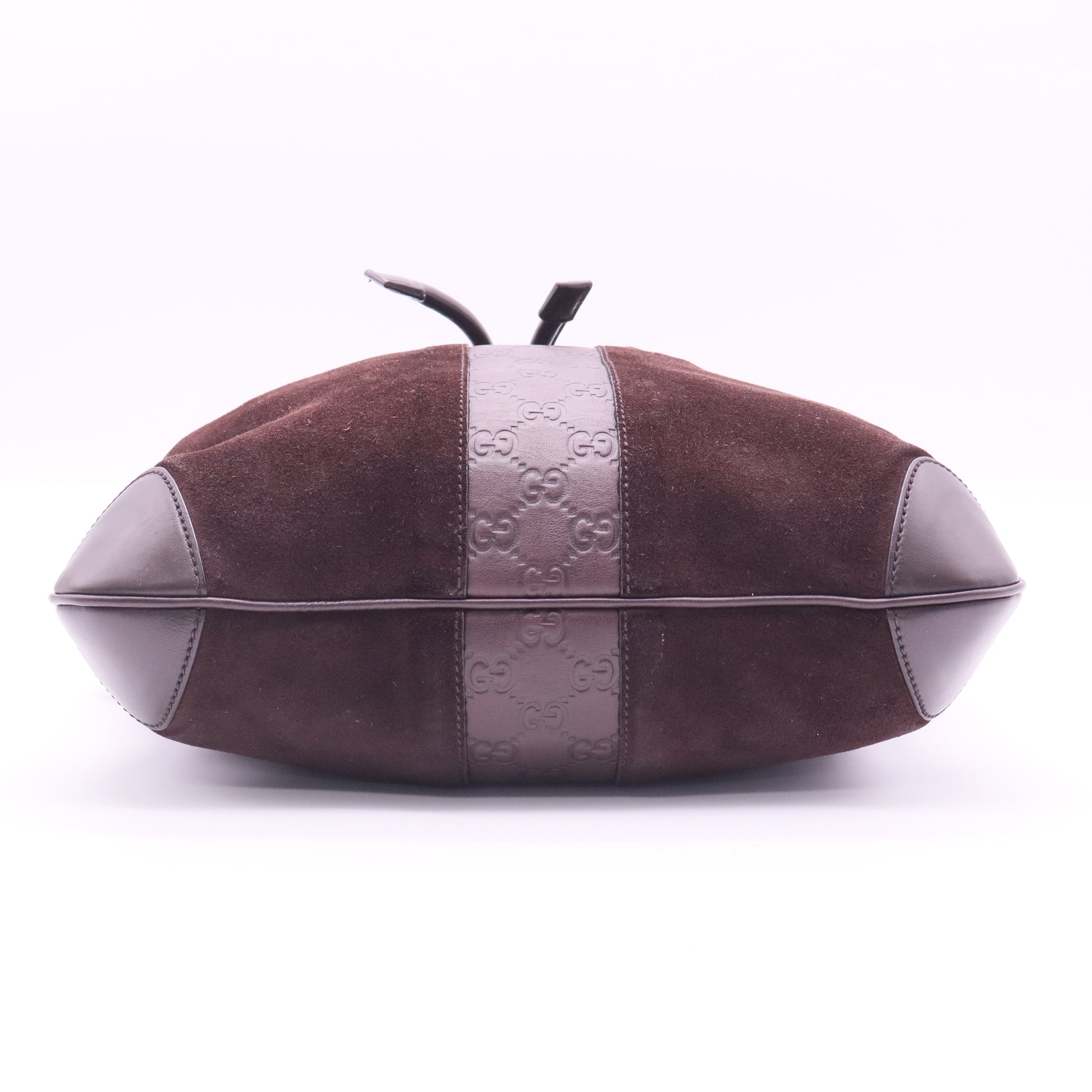 Gucci Dark Brown Suede Drawstring Bucket Bag twins