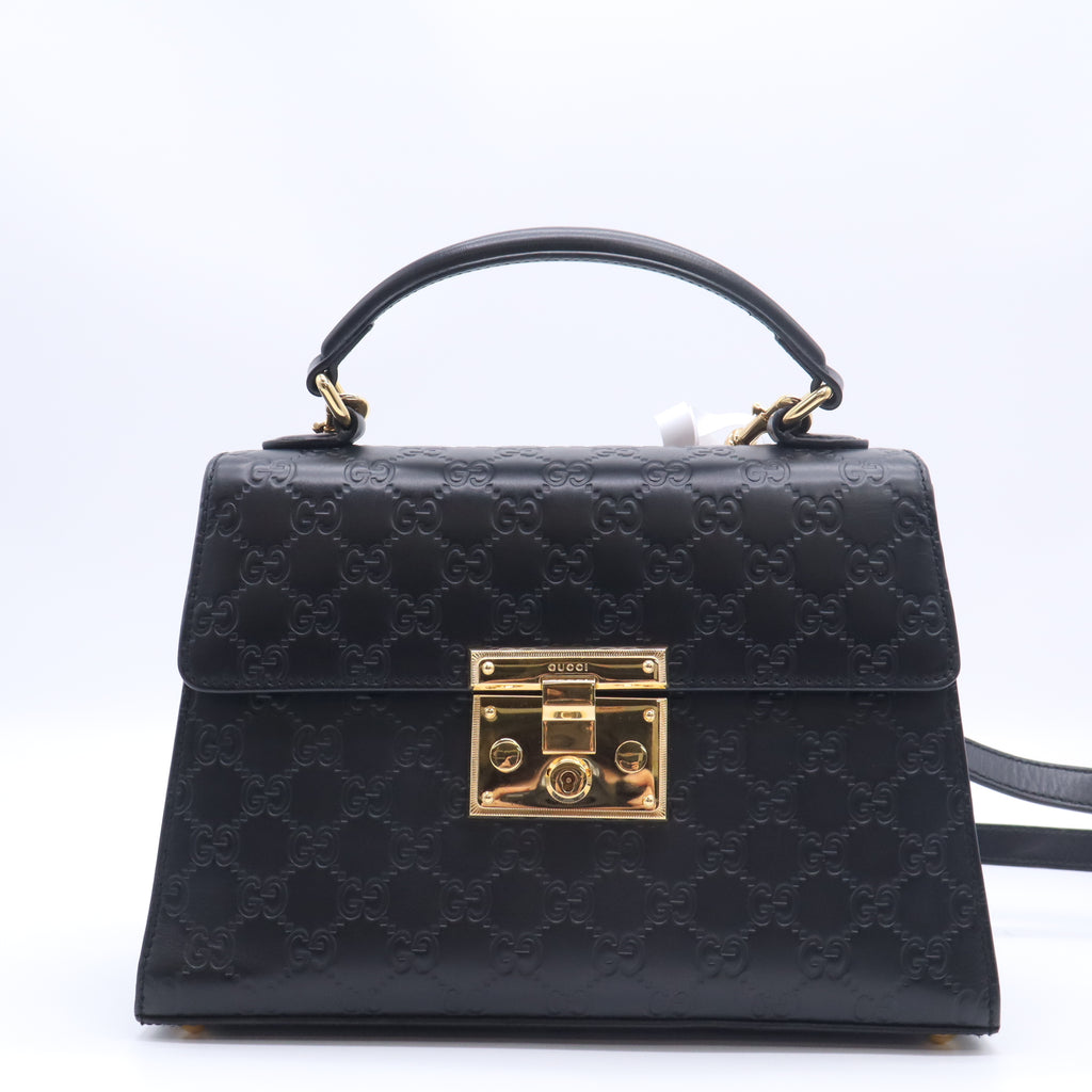 Gucci Padlock Top Handle Bag Guccissima Leather Twins