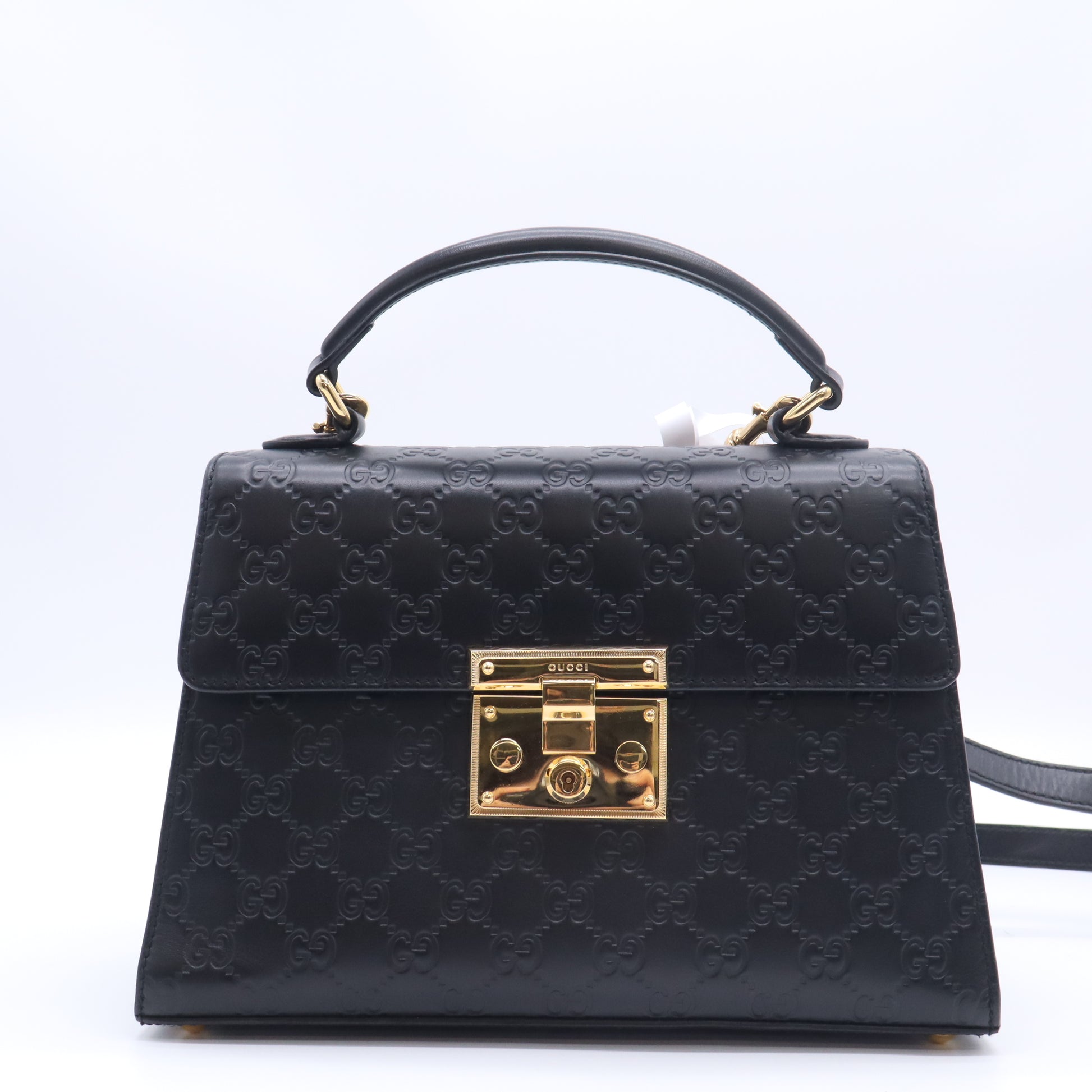 Gucci Padlock Top Handle Bag Guccissima Leather Twins