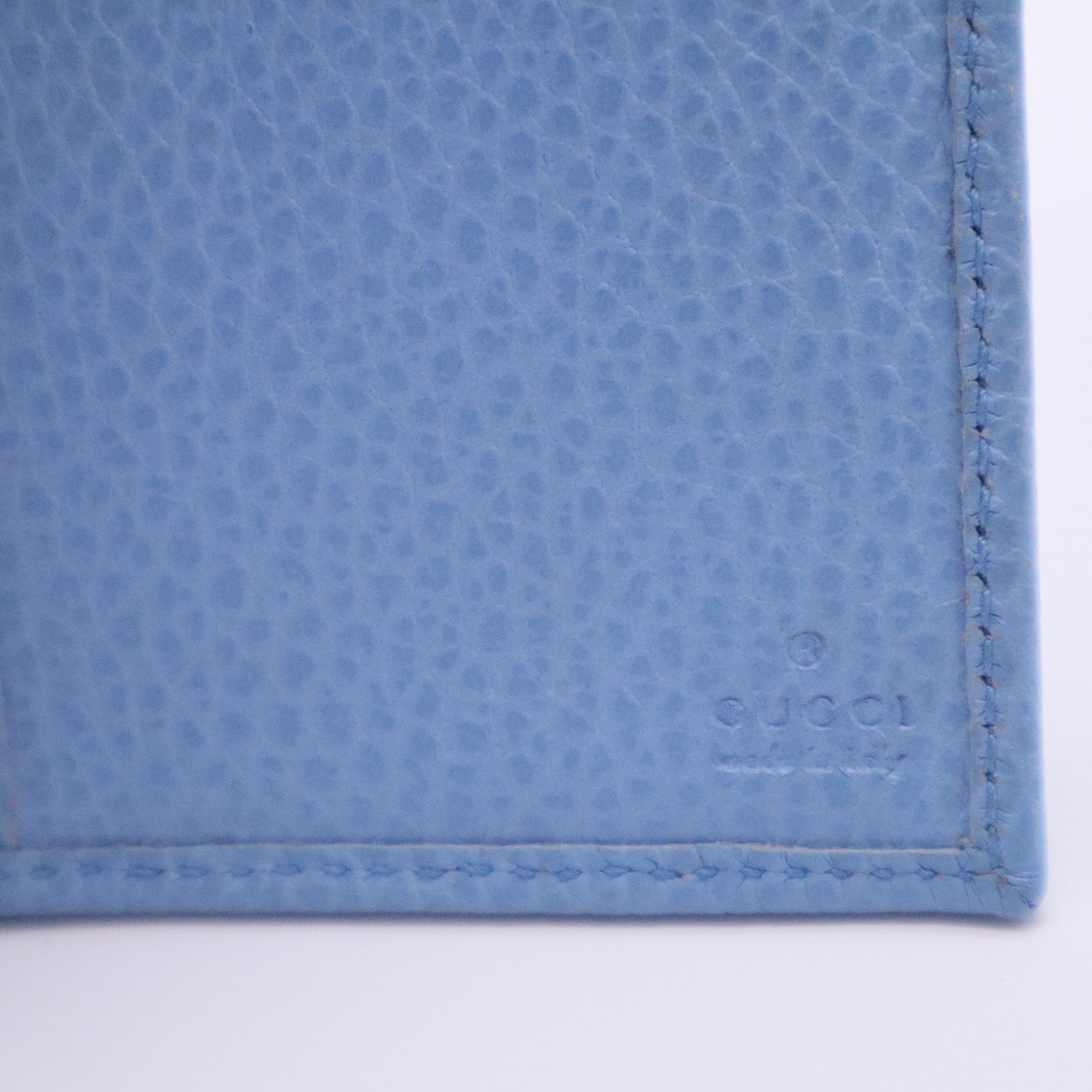 Gucci Grained Leather Long Wallet  Light Blue