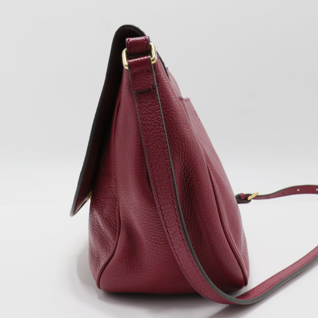 Grey Leather Flap Crossbody Bag