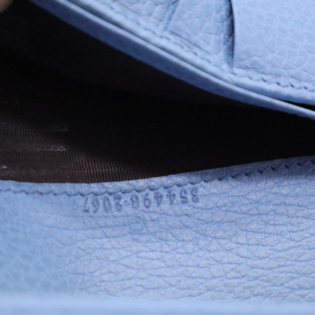 Gucci Grained Leather Long Wallet  Light Blue